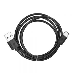 USB кабел Type C 2.0 за зареждане и прехвърляне на данни. Цвят черен, дължина 1 м.