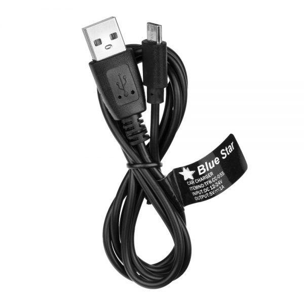 Универсално зарядно за кола micro USB 1A+кабел BLUE STAR